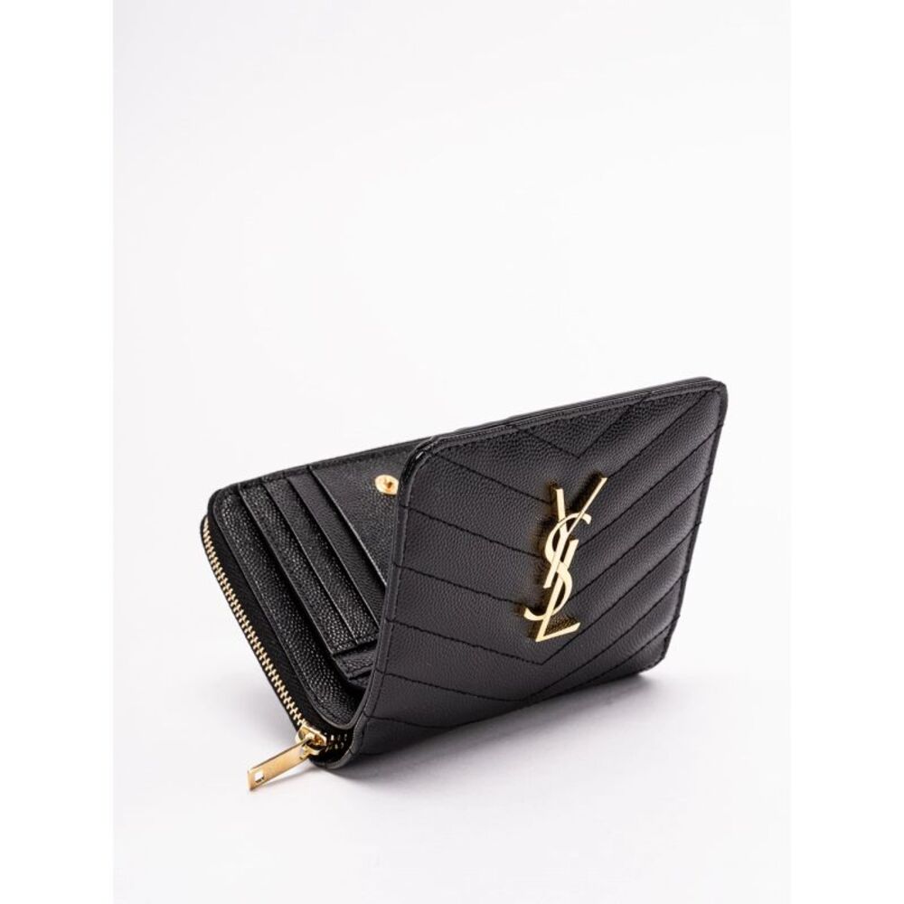 Saint Laurent Women `Cassandre Matelassé` Compact Zip Around Wallet - Picture 3 of 4